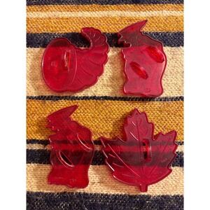Vintage Hallmark Thanksgiving Cookie Cutters Red Plastic Set of 4 USA Made